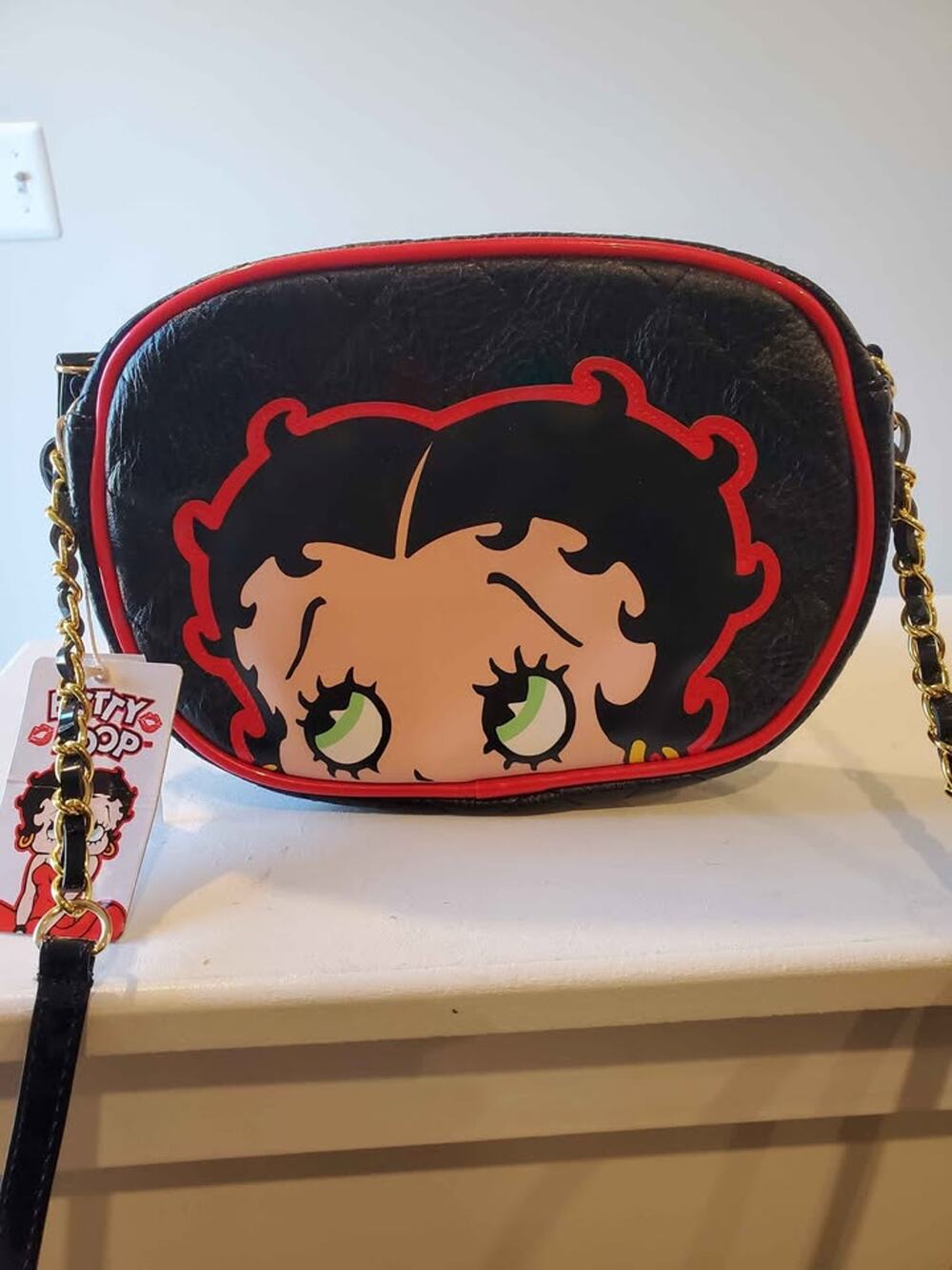 Betty Boop Crossbody Bag NWT Quilted Black Red Mini Purse